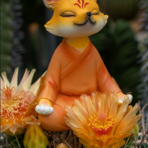 Zen Meditation Fox Resin Desktop Ornament